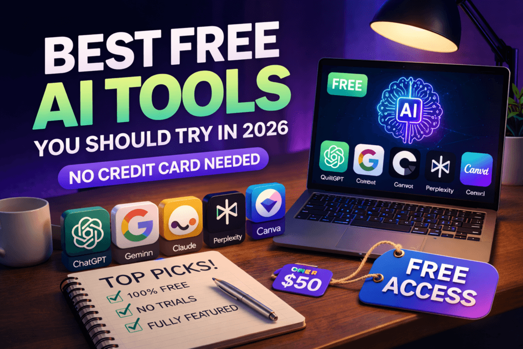 Best Free AI Tools You Should Try in 2026 (No Credit Card Needed)